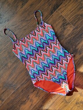 vintage la blanca zig-zag bold boho one piece swimsuit bikini bathing suit